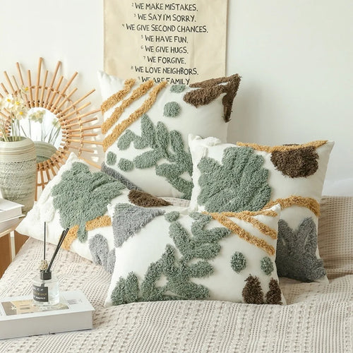 Leaves Home Decor Cushion Cover – Tufted Plant Design
