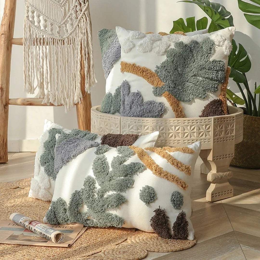 Leaves Home Decor Cushion Cover – Tufted Plant Design