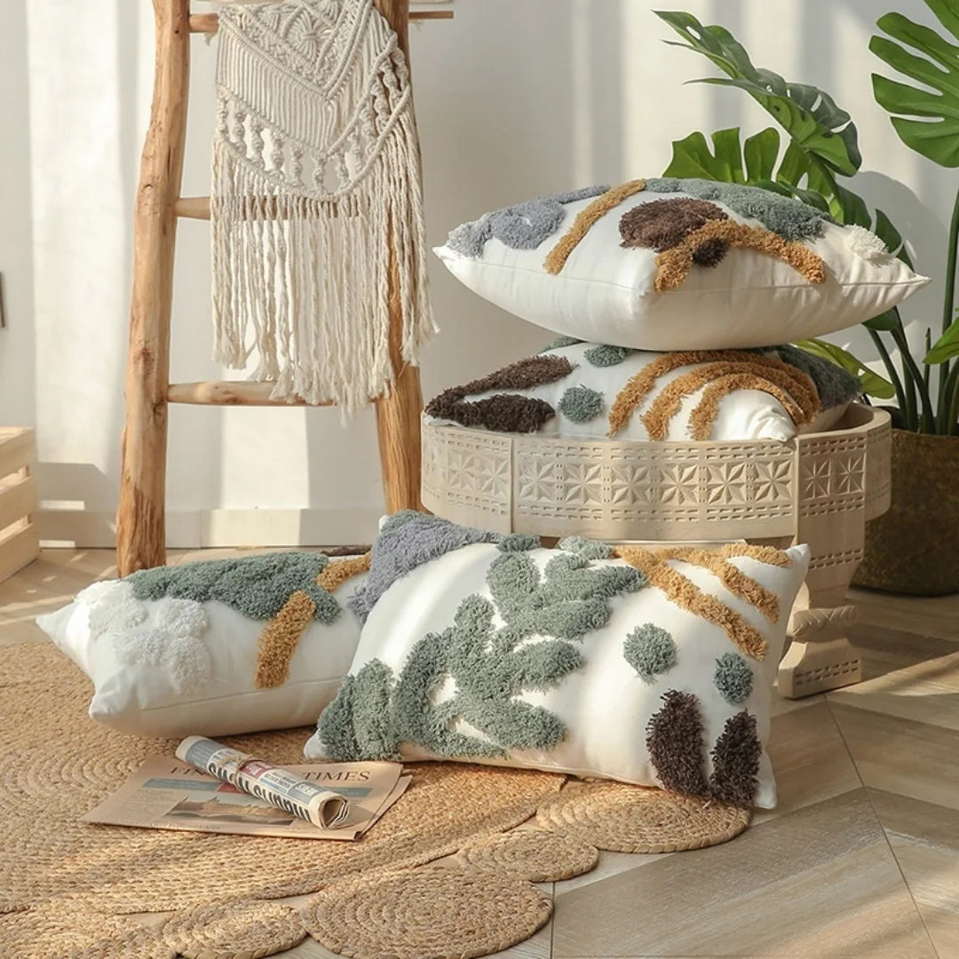 Leaves Home Decor Cushion Cover – Tufted Plant Design